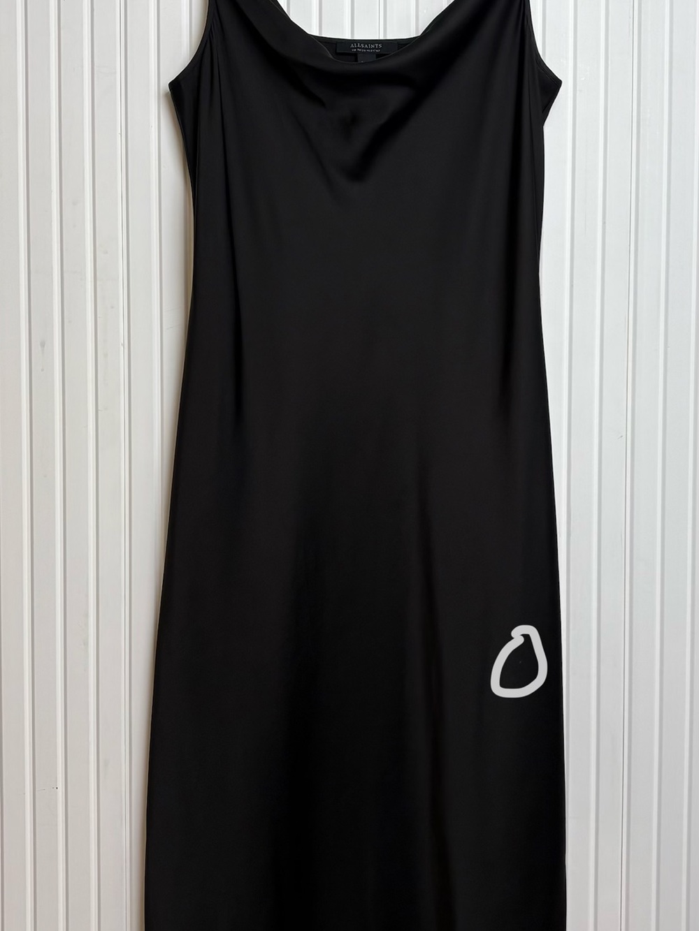All Saints Black Slip Dress 10 Cowl Neck Wedding Guest Special Occasion Minimal